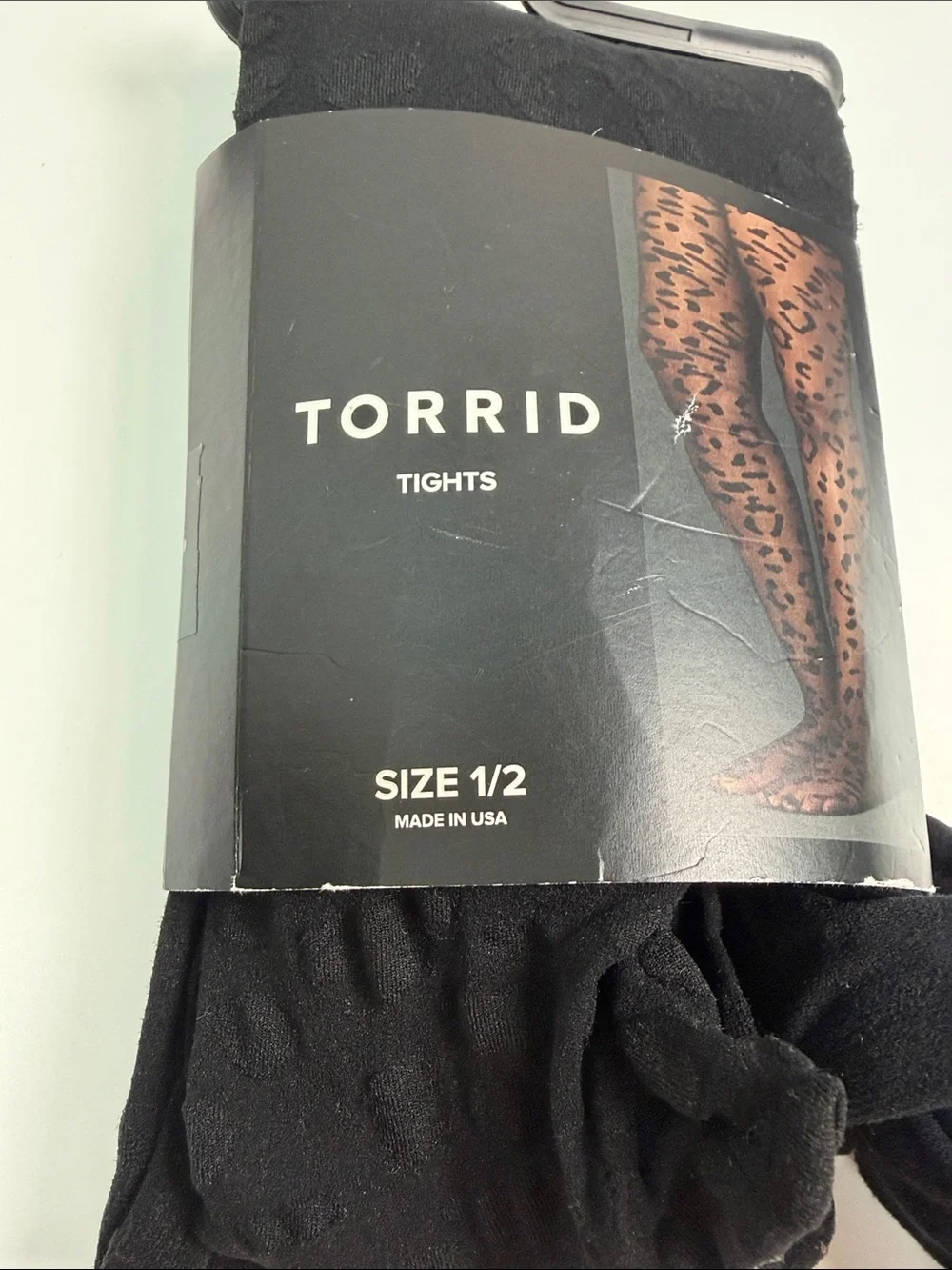 Torrid Leopard Print Tights Size 1/2 Plus Size Black Sheer Patterned Pantyhose H